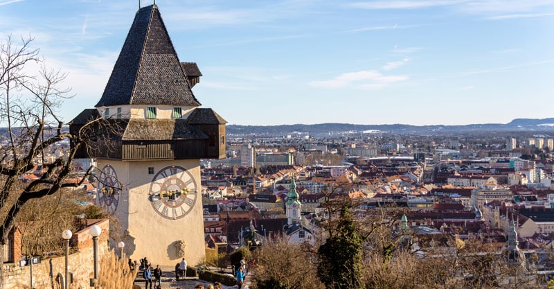 Das Wahrzeichen der Stadt Graz - Der Schloßberg